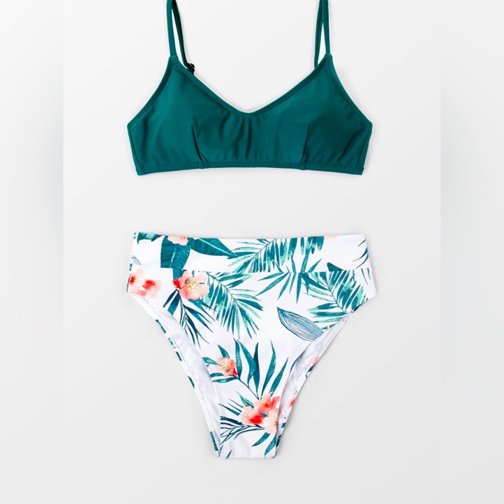 Cupshe Paradise High Waist Bralette Bikini Set, NWT, Large